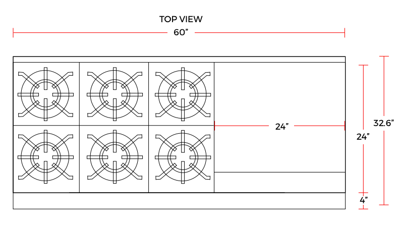 Cookline CR60-24G-NG 60" 6 Burner Natural Gas Range with 2 Ovens with 24" Griddle