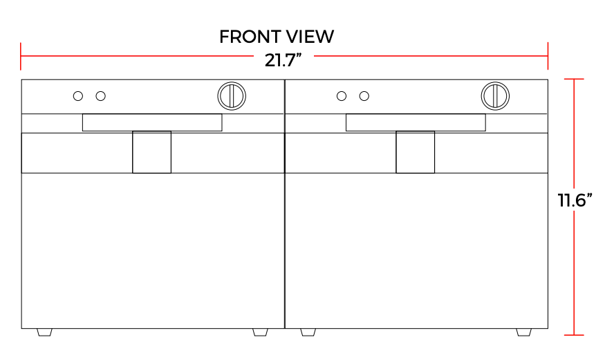 Cookline DF15-2-120 22" Dual Tank 30 lb. Electric Countertop Fryer, 120v