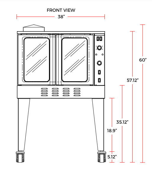 Cookline CC100 38" Gas Single Deck Full-Size Convection Oven, 54,000 BTU