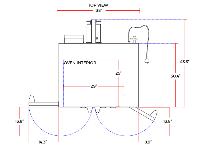 Cookline CC100-DBL 38" Gas Double Deck Full-Size Convection Oven, 108,000 BTU