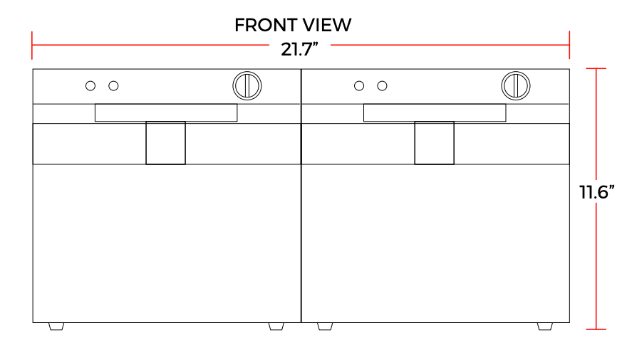 Cookline DF15-2-220 22" Dual Tank 30 lb. Electric Countertop Fryer, 220v