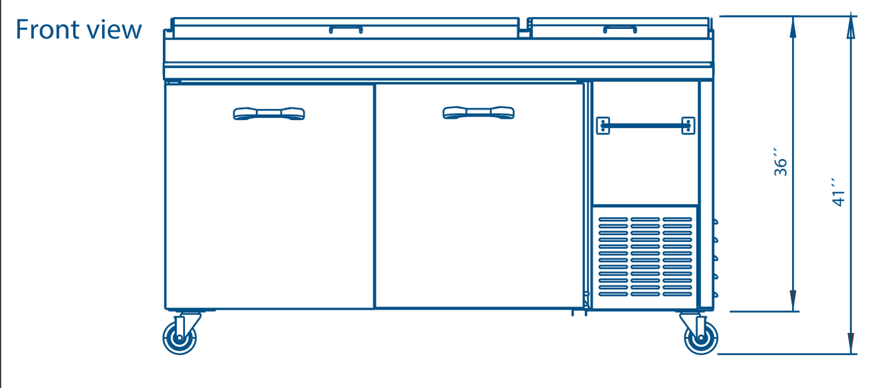 Pro-kold PPT-67-11 67" 2 Door Refrigerated Pizza Prep Table, Stainless Steel Body and Interior Floor