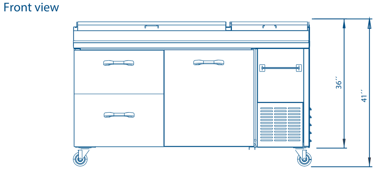 Pro-kold PPT-67-21 67" 2 Drawer and 1 Door Refrigerated Pizza Prep Table, Stainless Steel Body and Interior Floor