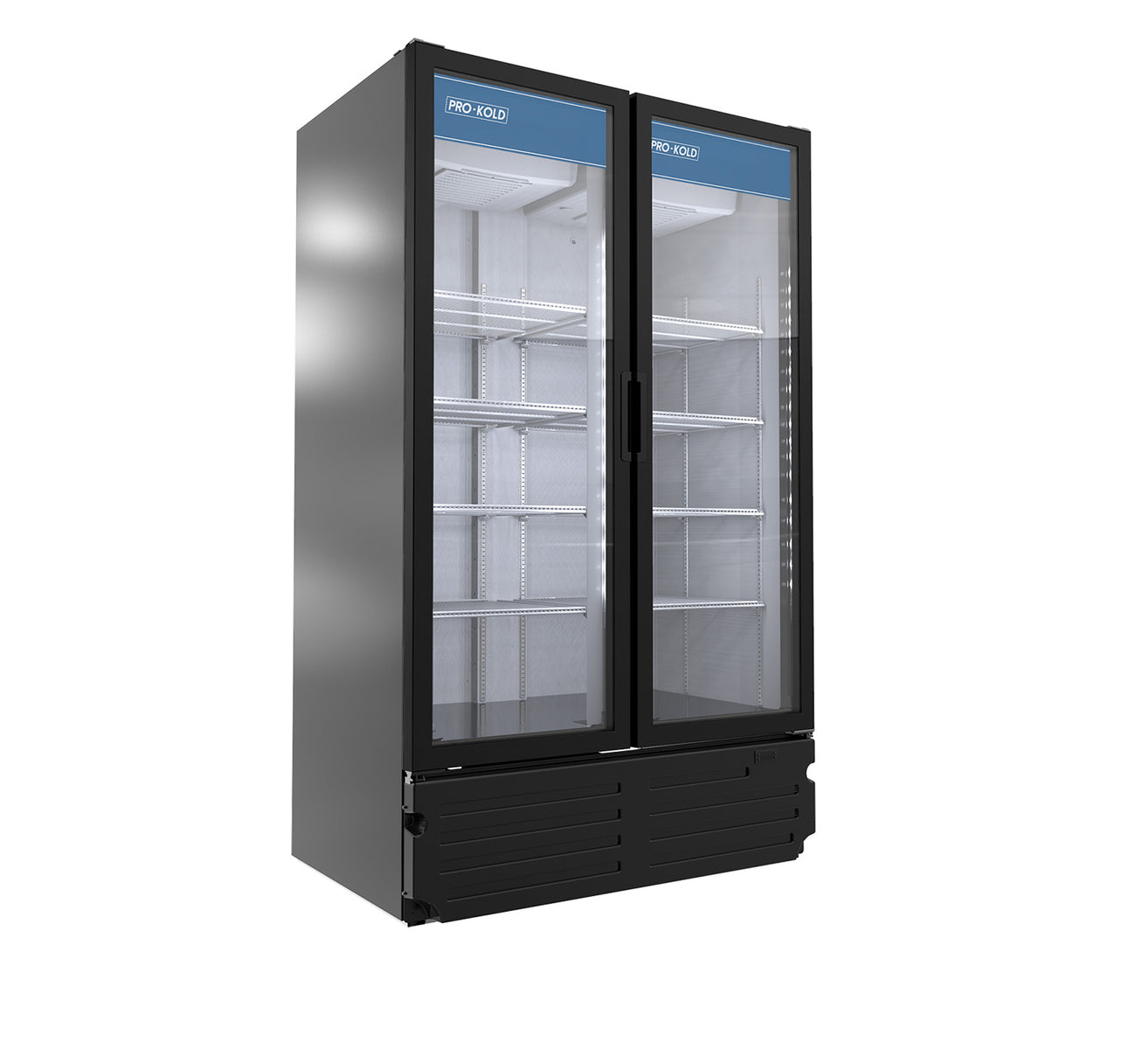 Pro-kold VC-43 47" Two Door Merchandiser Refrigerator, Black Exterior, Stainless steel Interior Floor