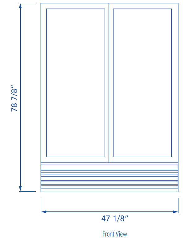 Pro-kold VC-43 47" Two Door Merchandiser Refrigerator, Black Exterior, Stainless steel Interior Floor