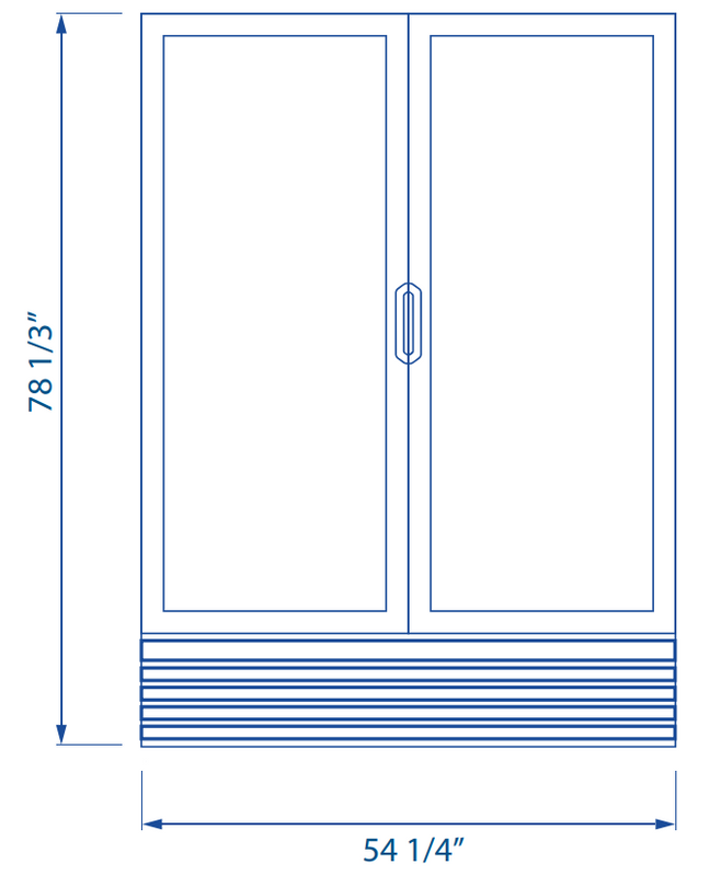 Pro-kold VC-49 54" Two Door Merchandiser Refrigerator, Black Exterior, Stainless steel Interior Floor