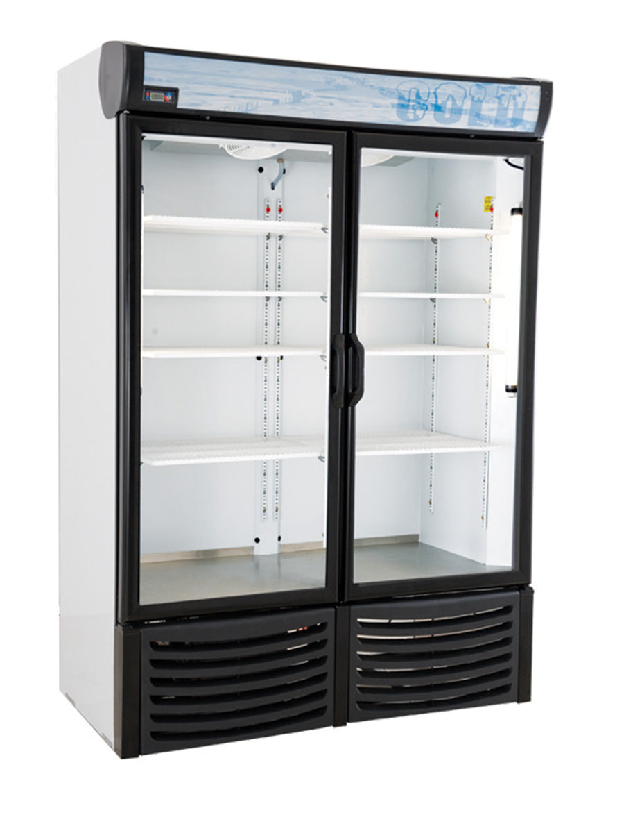 Pro-kold DURF-32-W 54" Two Door Merchandiser Freezer, White Exterior, Stainless steel Interior Floor