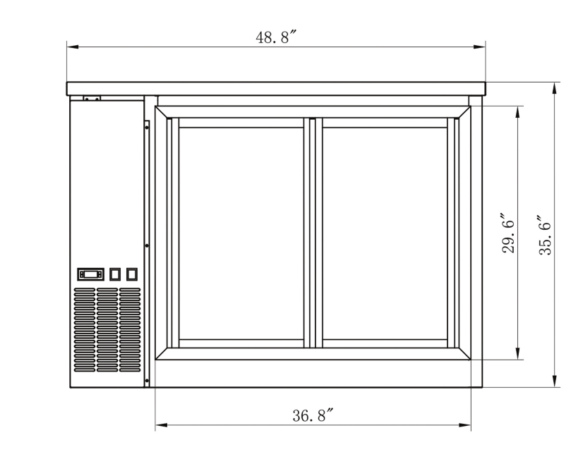Migali C-BB48SG-HC 48" Sliding Glass Door Back Bar Refrigerator, 2 Door, All Steel, Side Mount Compressor