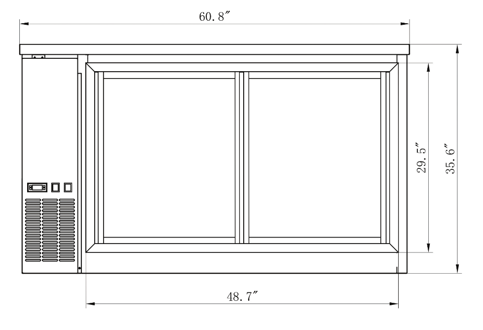 Migali C-BB60SG-HC 60" Sliding Glass Door Back Bar Refrigerator, 2 Door, All Steel, Side Mount Compressor
