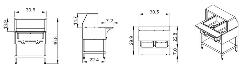 Prepline GST-2OW 30.6" Two Pan Gas Steam Table with Undershelf, Open Well