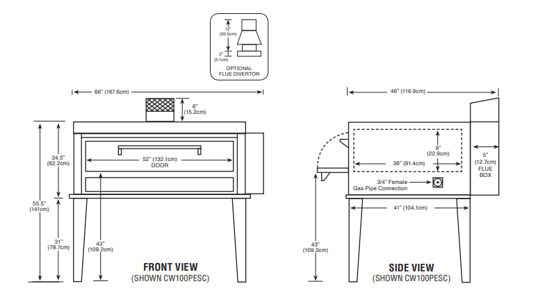 Peerless CW100PESC Single Deck Electronic Gas Pizza Oven