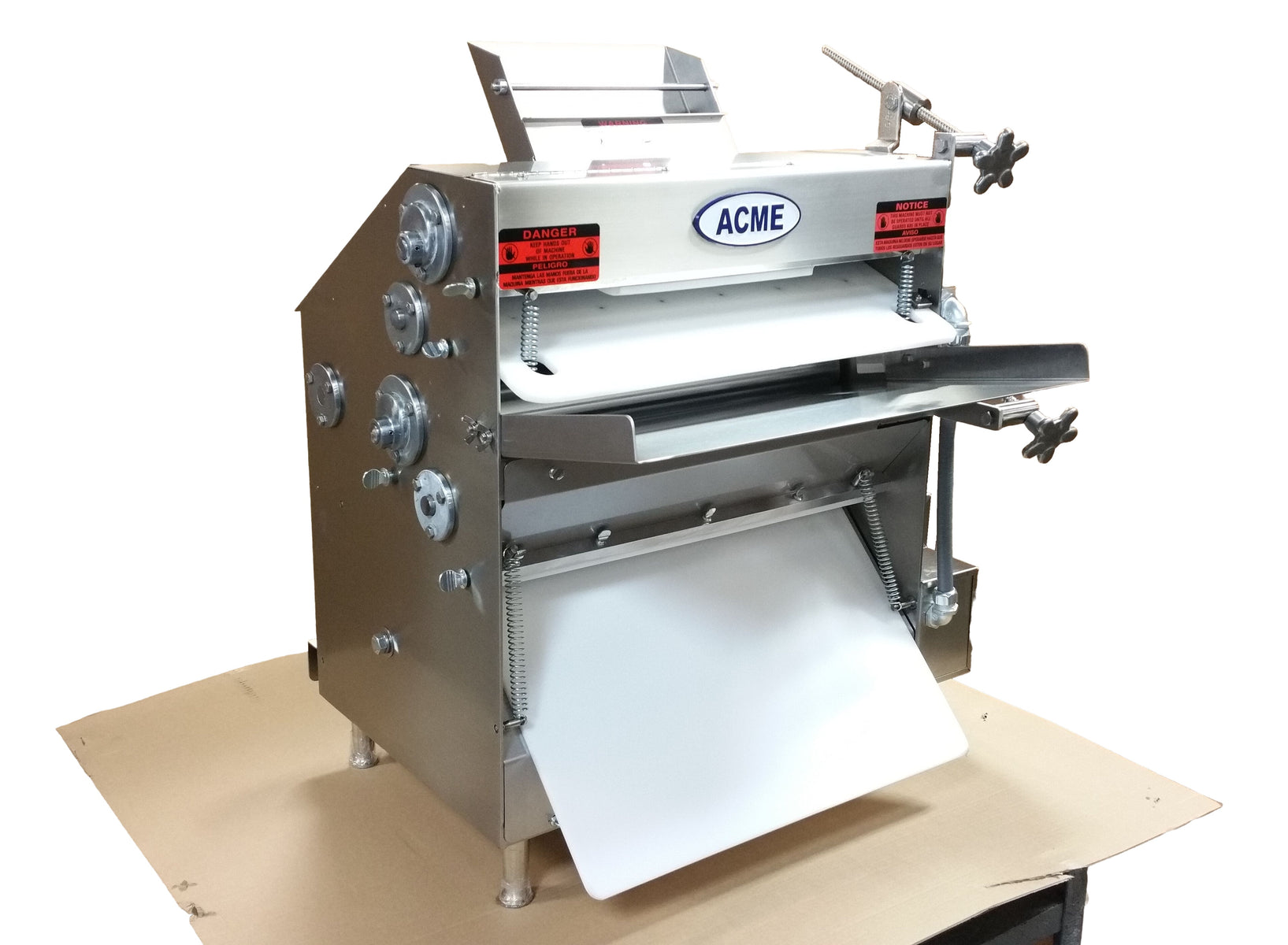 Acme MRS-11 Countertop Dough Roller Double Pass, 4 20" Wide Rollers