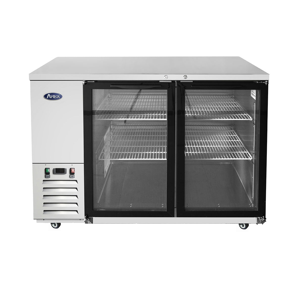 Atosa MBB59GGR 58" 2 Door Back Bar Cooler With Glass Doors, 17.3 Cu. Ft., Stainless Steel