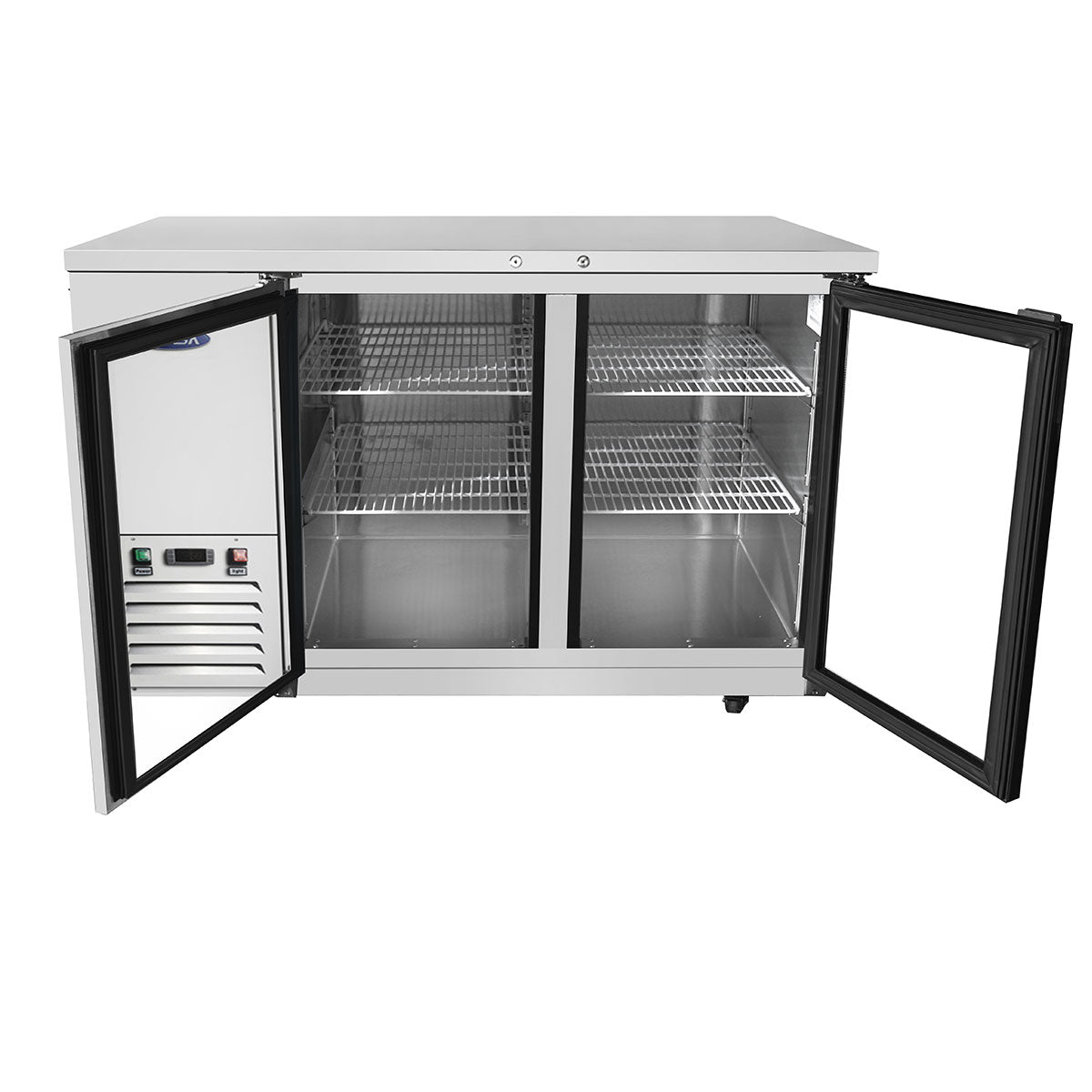 Atosa MBB59GGR 58" 2 Door Back Bar Cooler With Glass Doors, 17.3 Cu. Ft., Stainless Steel
