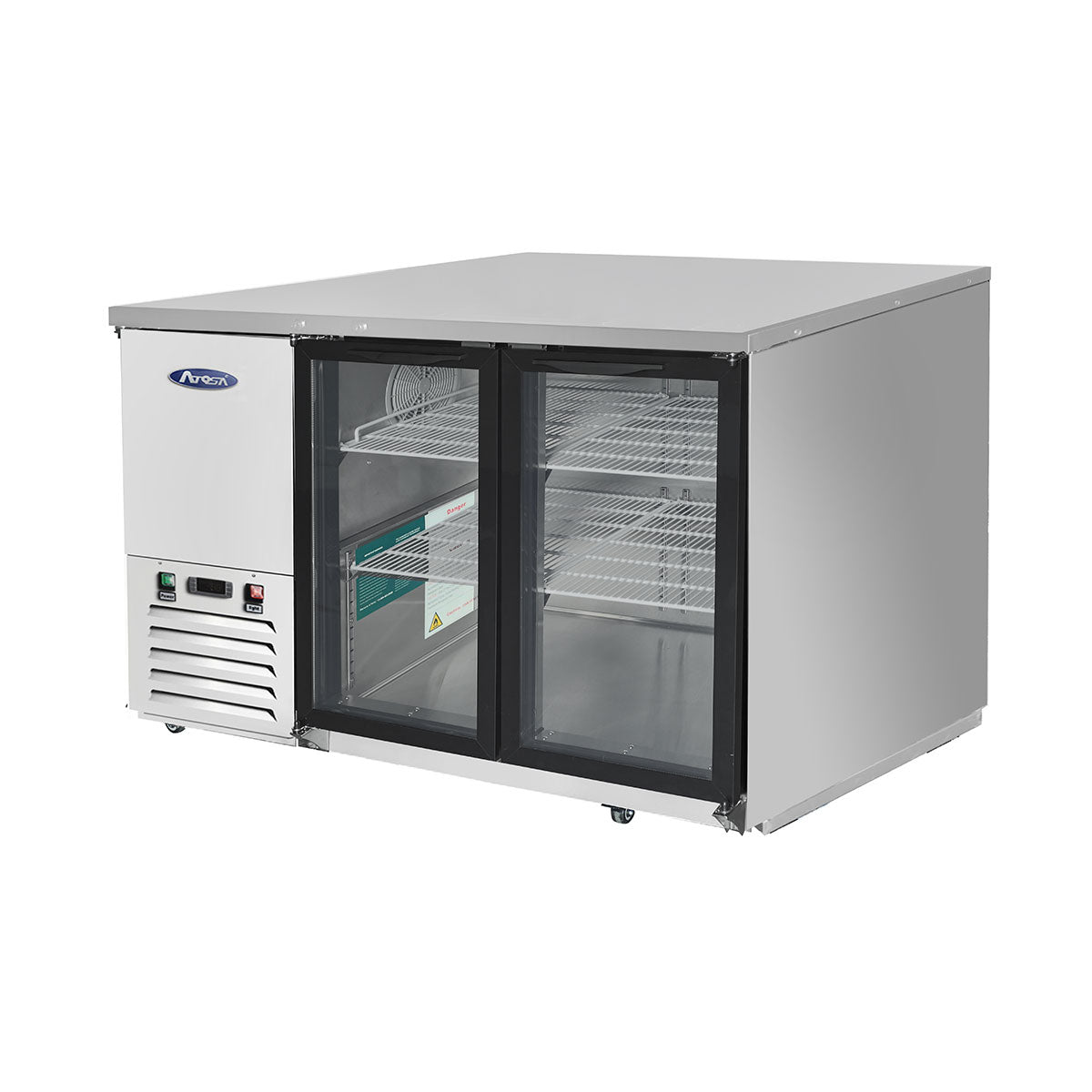 Atosa MBB59GGR 58" 2 Door Back Bar Cooler With Glass Doors, 17.3 Cu. Ft., Stainless Steel