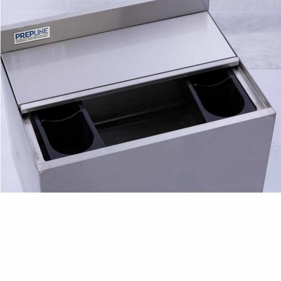 Prepline PIB182412 24" Stainless Steel Underbar Ice bin with 3" Backsplash, 12" Bowl
