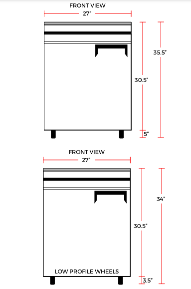Coldline UC-27R 27" Undercounter Work Top Refrigerator, 6.3 Cu. Ft.