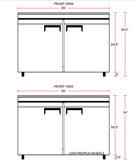Coldline UC-36R 36" Undercounter Work Top Refrigerator, 8.2 Cu. Ft.