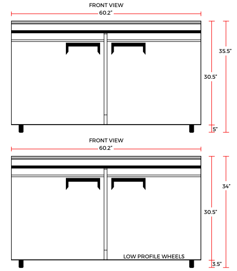 Coldline UC-60R 60" Undercounter Work Top Refrigerator, 15 Cu. Ft.