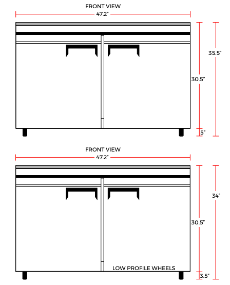 Coldline UC-48F 48" Undercounter Work Top Freezer, 12 Cu. Ft