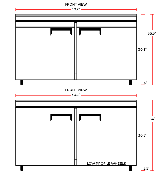 Coldline UC-60F 60" Undercounter Work Top Freezer, 15 Cu. Ft.