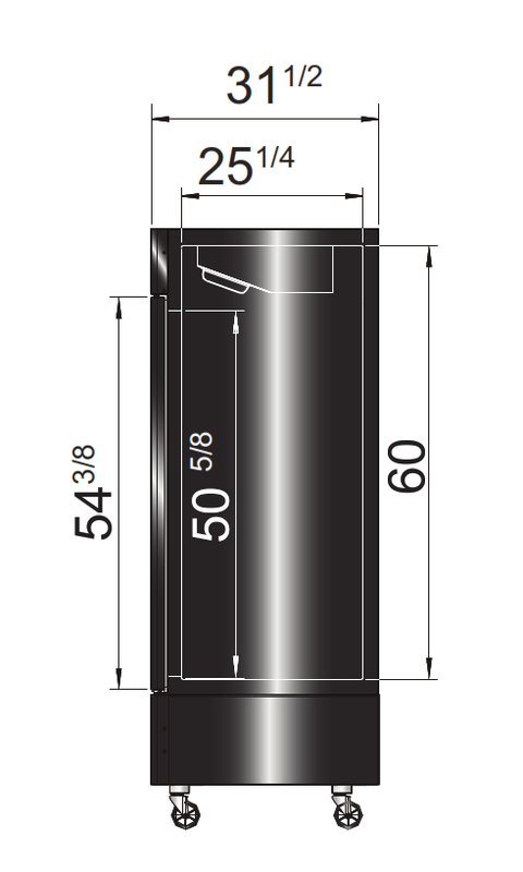 Atosa MCF8722GR 27" 1 Door Black Exterior Glass Door Refrigerator Merchandiser, 19.4 Cu. Ft.