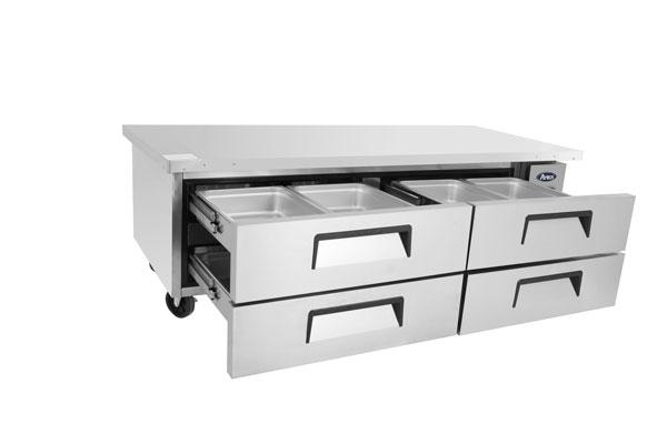 Atosa MGF8454GR 76" 4 Drawer Refrigerated Chef Base with Extended Top