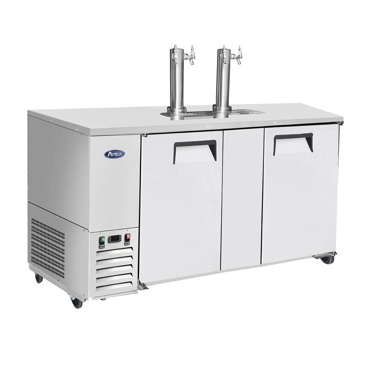 Atosa MKC68GR 68" Double Dual Tap Keg Cooler, Stainless Steel