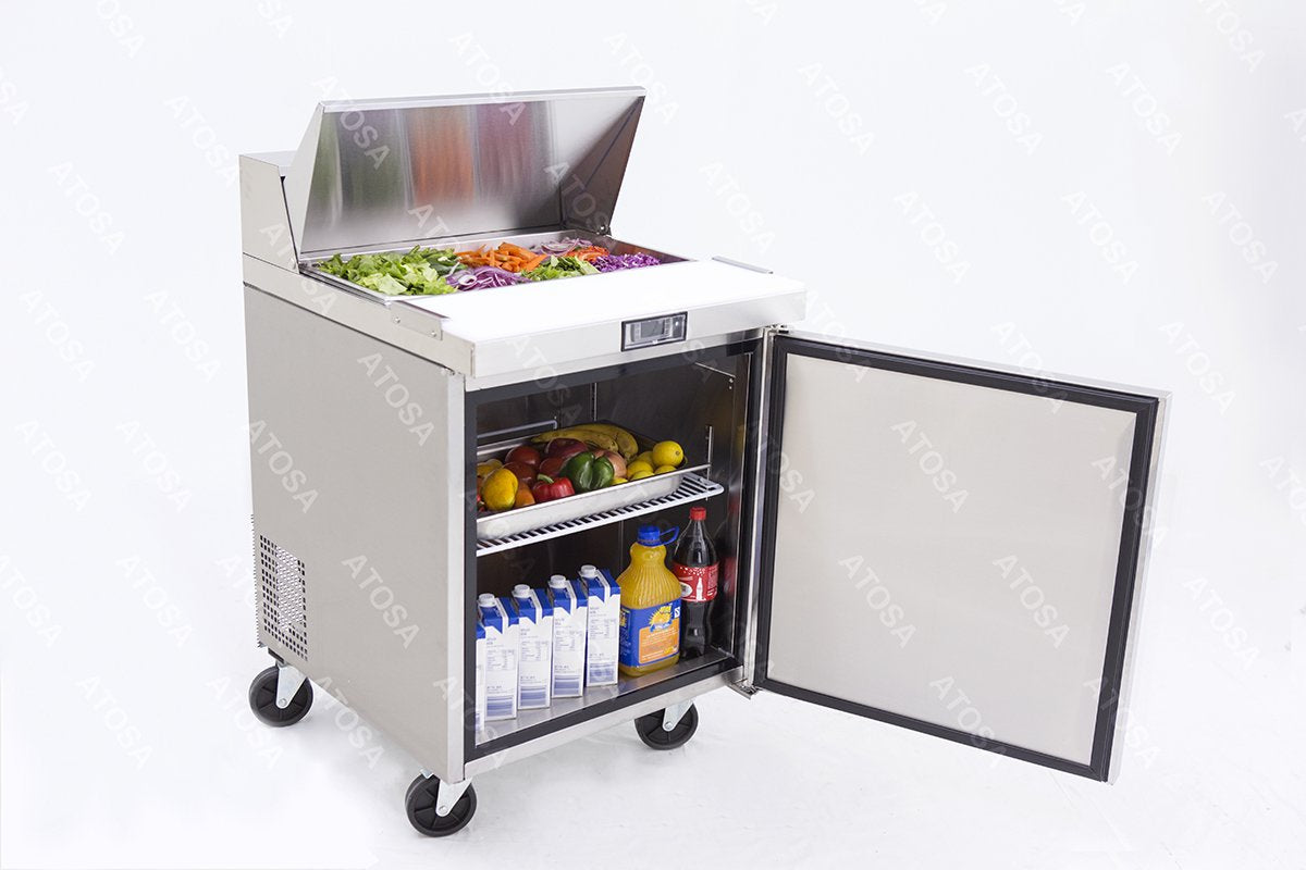 Atosa MSF8301GR 27" Sandwich Prep Table, with 8 Stainless Steel Pans