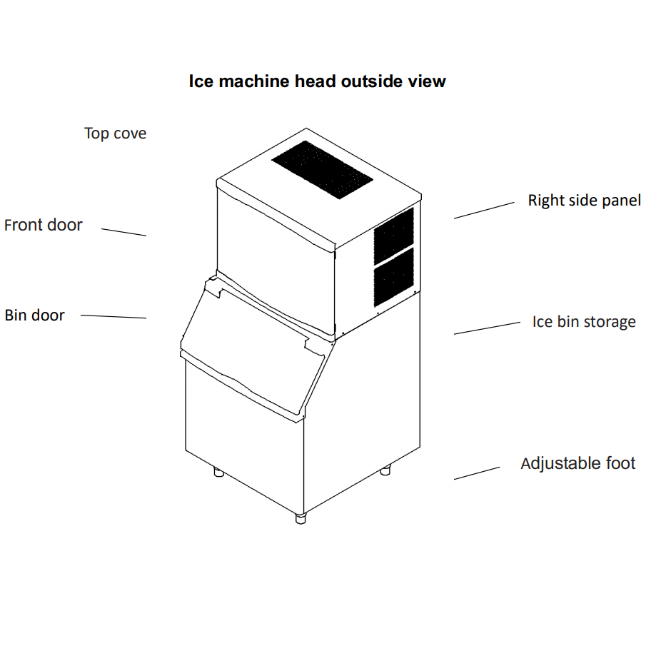 Atosa YR450-AP-161 30" Air Cooled Modular Half Cube Ice Machine, 460 lb. Daily Capacity