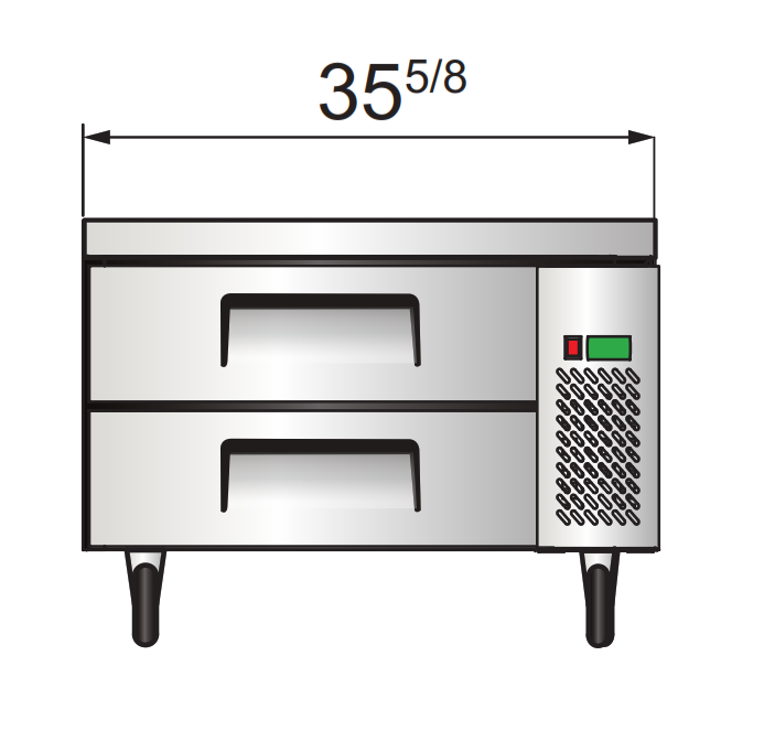 Atosa MGF8448GR 35.56" 2 Drawer Refrigerated Chef Base, 4.7 Cu. Ft.
