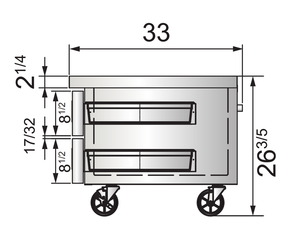 Atosa MGF8448GR 35.56" 2 Drawer Refrigerated Chef Base, 4.7 Cu. Ft.