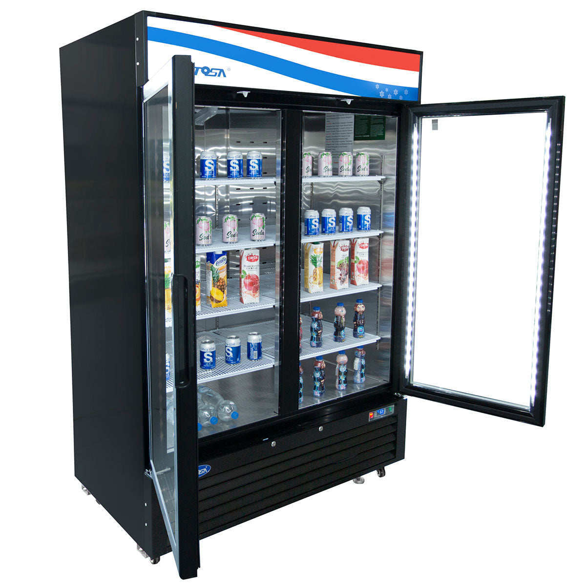 Atosa MCF8733GR 39.5" 2 Door Black Exterior Glass Door Refrigerator Merchandiser, 28.5 Cu. Ft.