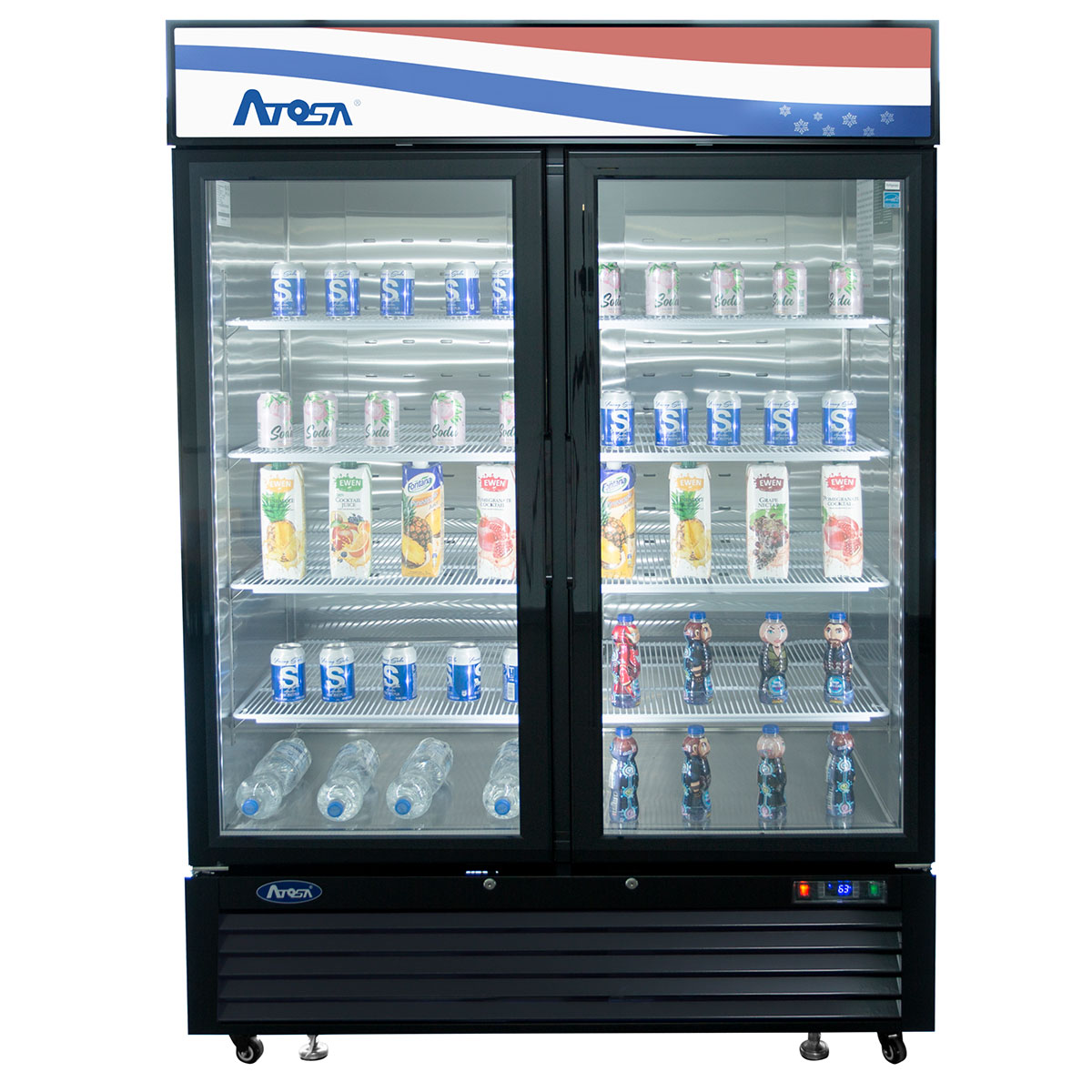 Atosa MCF8732GR 39.5" 2 Door Black Exterior Glass Door Freezer Merchandiser, 28.5 Cu. Ft