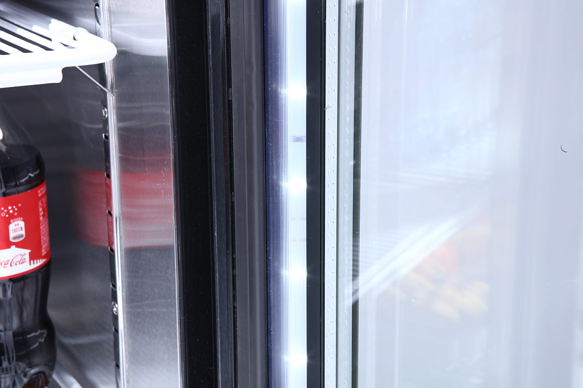 Atosa MCF8721ES 54.4" 2 Door Black Exterior Glass Door Freezer Merchandiser, 43.8 Cu. Ft.