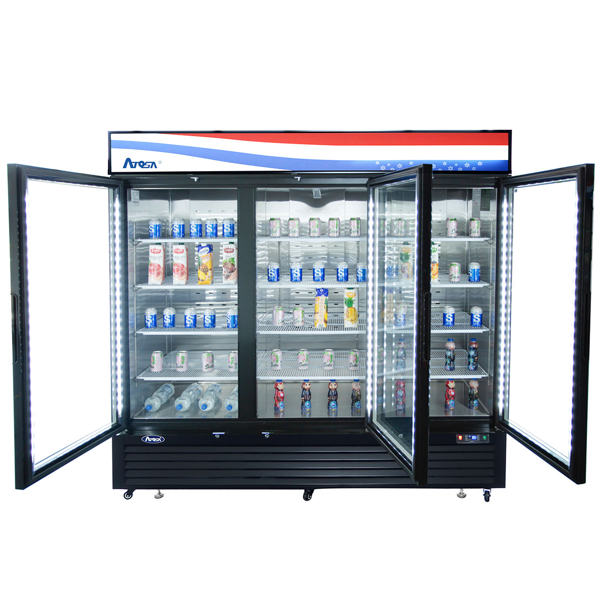 Atosa MCF8724GR 81.9" 3 Glass Swing Door Refrigerator Merchandiser, 69.5 Cu. Ft.
