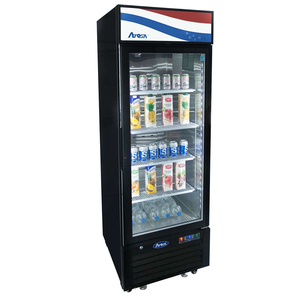 Atosa MCF8725GR 24.2" 1 Door Black Exterior Glass Door Refrigerator Merchandiser, 11.1 Cu. Ft.