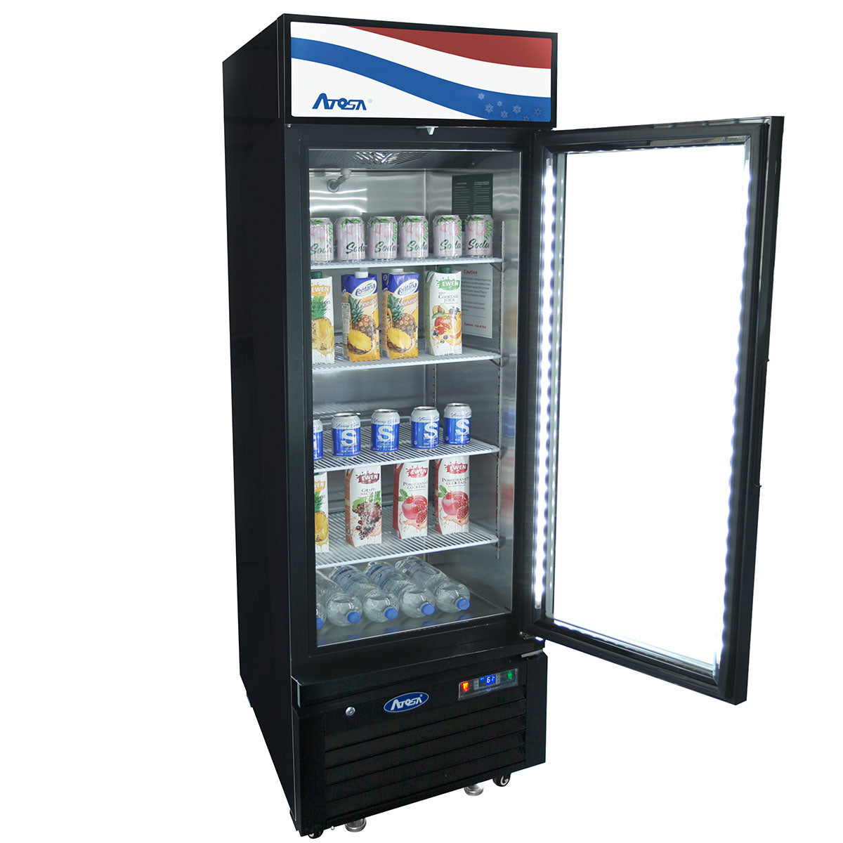 Atosa MCF8725GR 24.2" 1 Door Black Exterior Glass Door Refrigerator Merchandiser, 11.1 Cu. Ft.