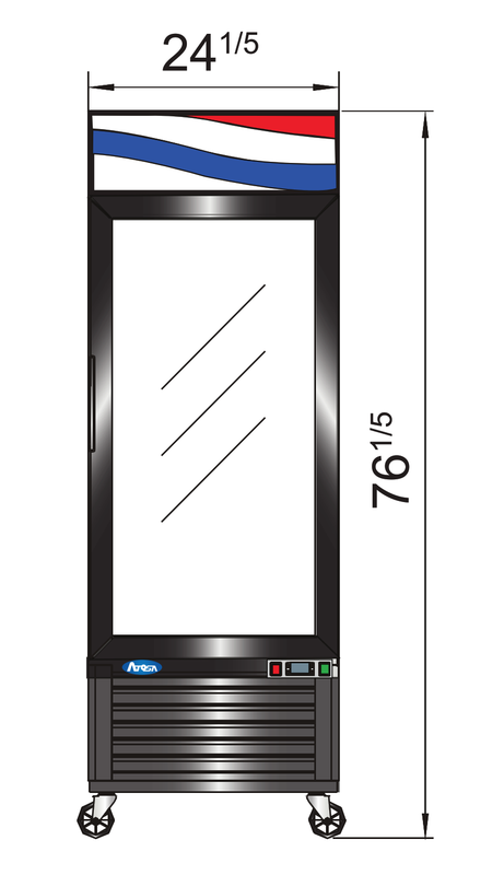 Atosa MCF8725GR 24.2" 1 Door Black Exterior Glass Door Refrigerator Merchandiser, 11.1 Cu. Ft.