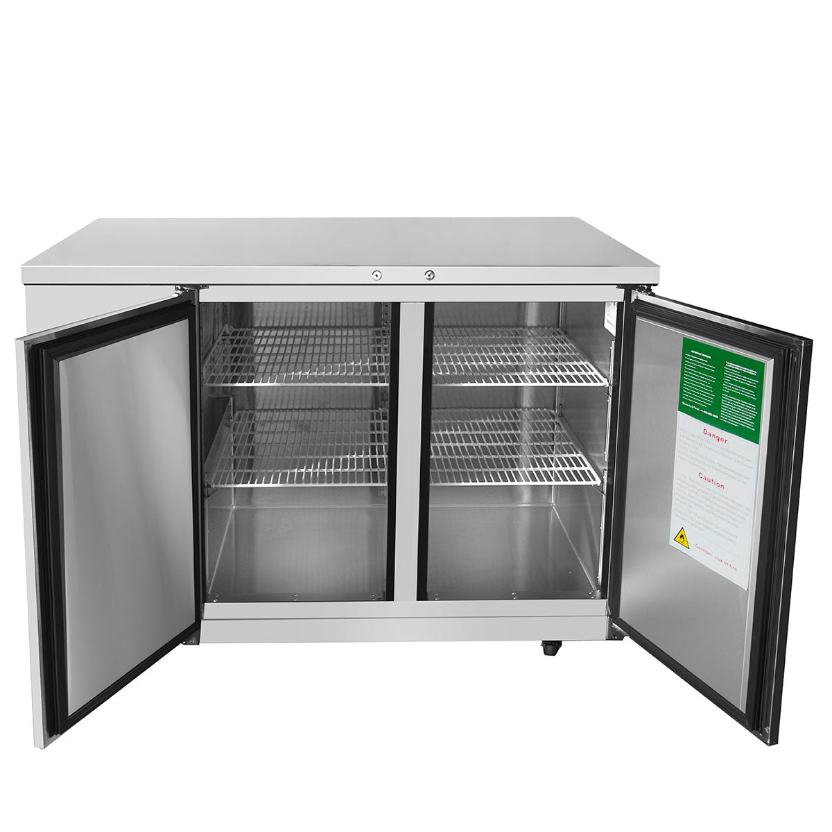 Atosa SBB48GRAUS1 48" 2 Door Shallow Depth Bar Back Cooler, 11.5 Cu. Ft., Stainless Steel Exterior