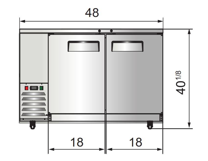 Atosa SBB48GRAUS1 48" 2 Door Shallow Depth Bar Back Cooler, 11.5 Cu. Ft., Stainless Steel Exterior