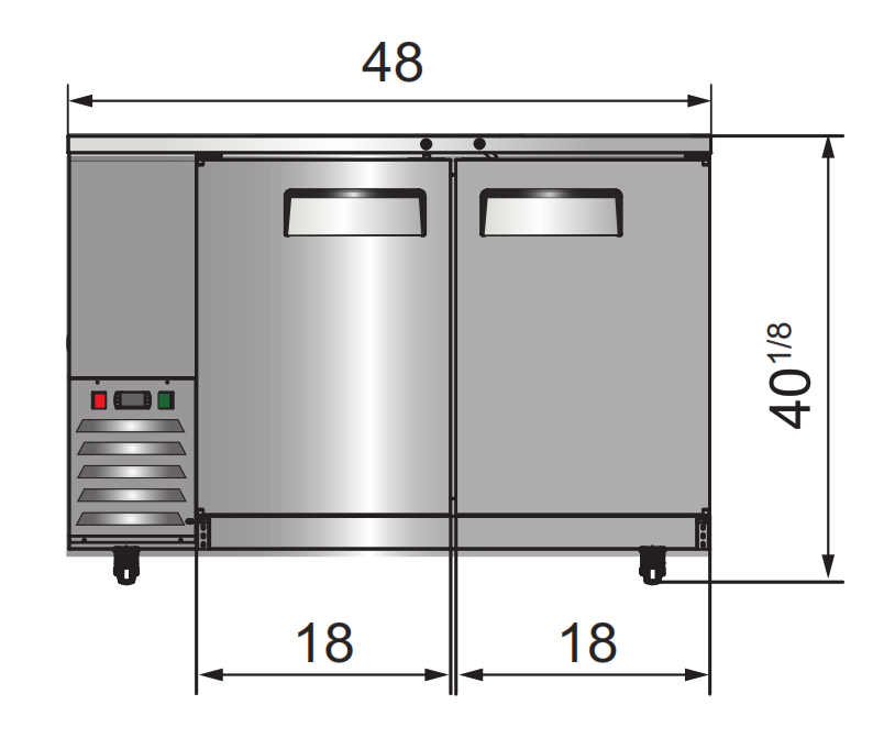 Atosa SBB48GRAUS2 48" 2 Door Shallow Depth Bar Back Cooler, 11.5 Cu. Ft., Black Exterior