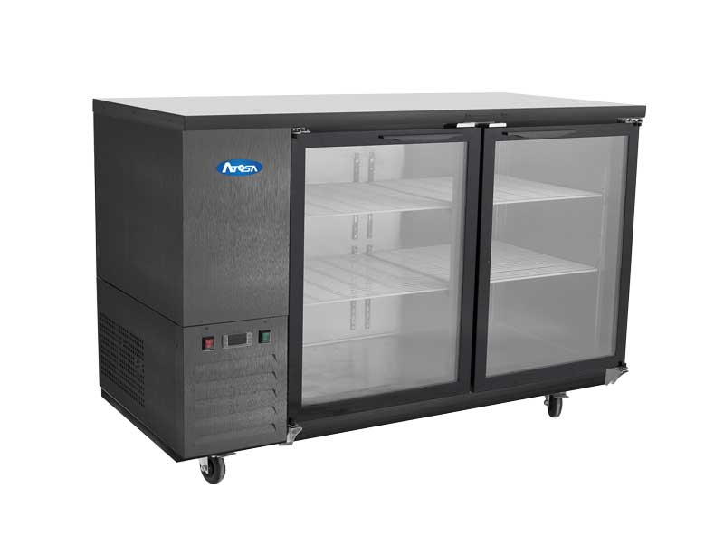 Atosa SBB48GGRAUS2 48" 2 Door Shallow Depth Back Bar Cooler With Glass Doors, 11.5 Cu. Ft., Black Exterior