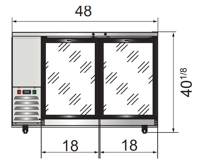 Atosa SBB48GGRAUS2 48" 2 Door Shallow Depth Back Bar Cooler With Glass Doors, 11.5 Cu. Ft., Black Exterior