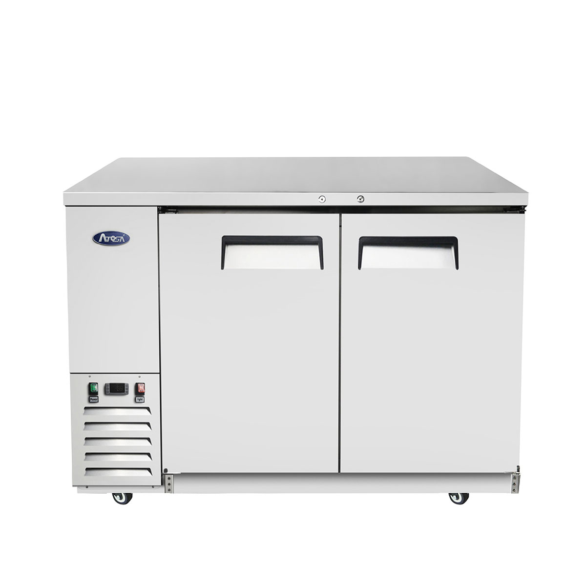 Atosa SBB59GRAUS1 57" 2 Door Shallow Depth Back Bar Cooler, 15 Cu. Ft., Stainless Steel Exterior