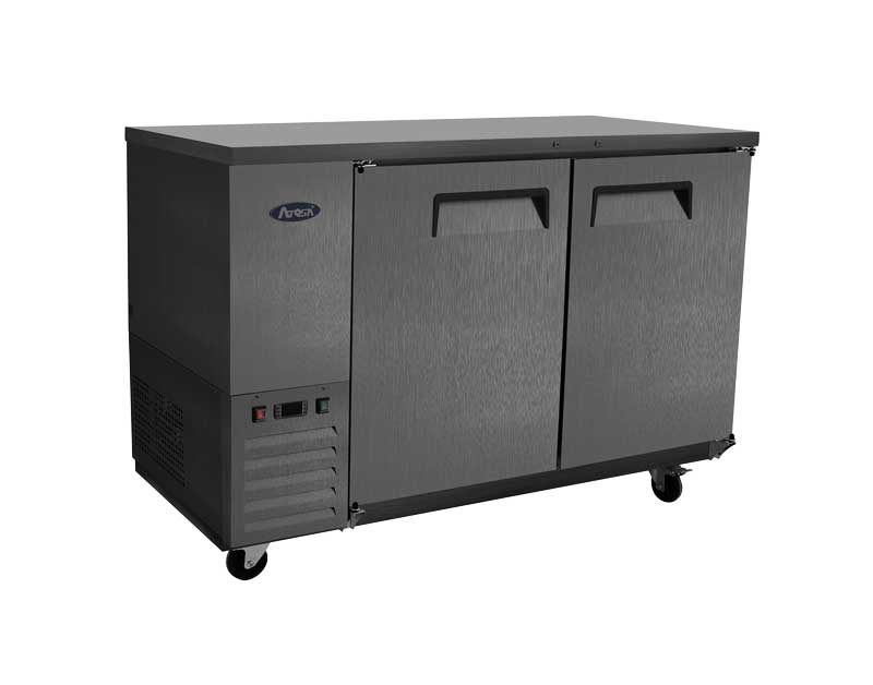 Atosa SBB59GRAUS2 57" 2 Door Shallow Depth Back Bar Cooler, 15 Cu. Ft., Black Exterior