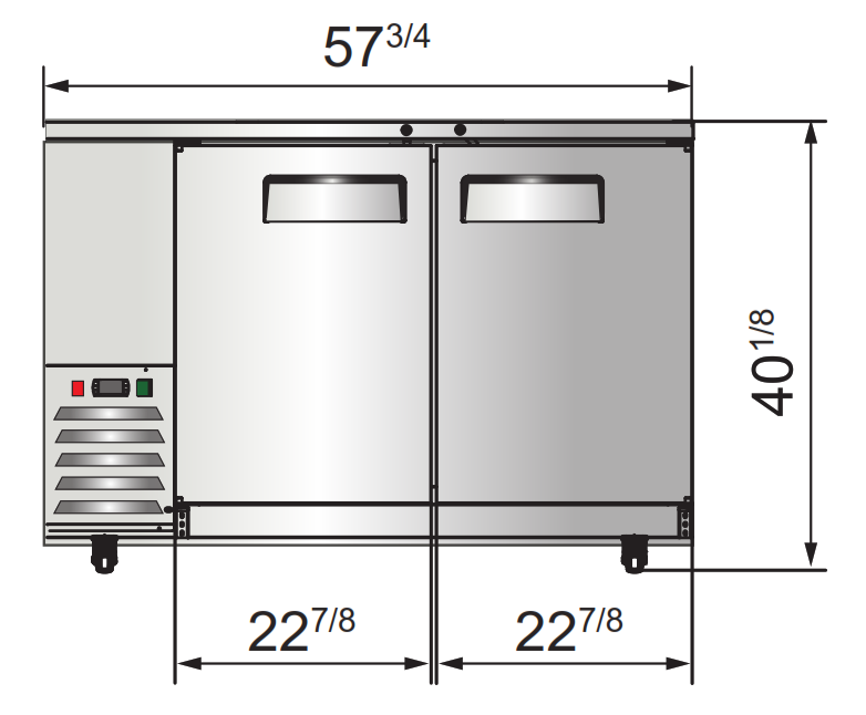Atosa SBB59GRAUS2 57" 2 Door Shallow Depth Back Bar Cooler, 15 Cu. Ft., Black Exterior