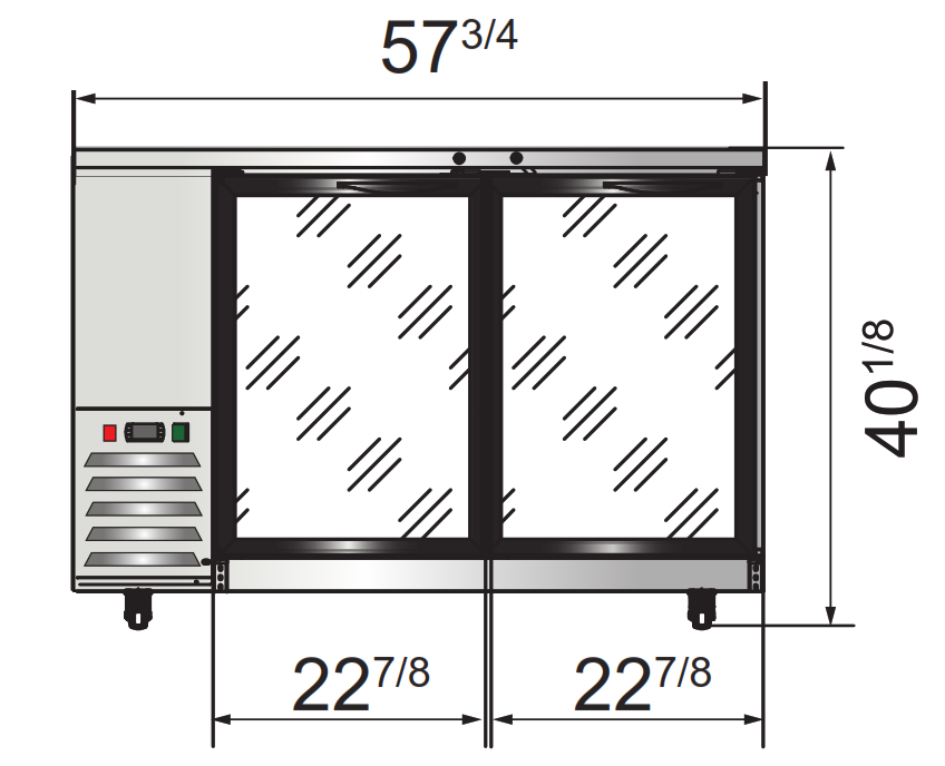 Atosa SBB59GGRAUS1 57" 2 Door Shallow Depth Back Bar Cooler With Glass Doors, 15 Cu. Ft., Stainless Steel Exterior