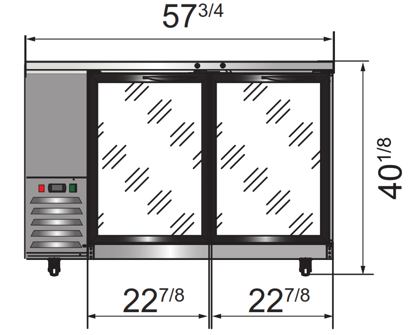 Atosa SBB59GGRAUS2 57" 2 Door Shallow Depth Back Bar Cooler With Glass Doors, 15 Cu. Ft., Black Exterior