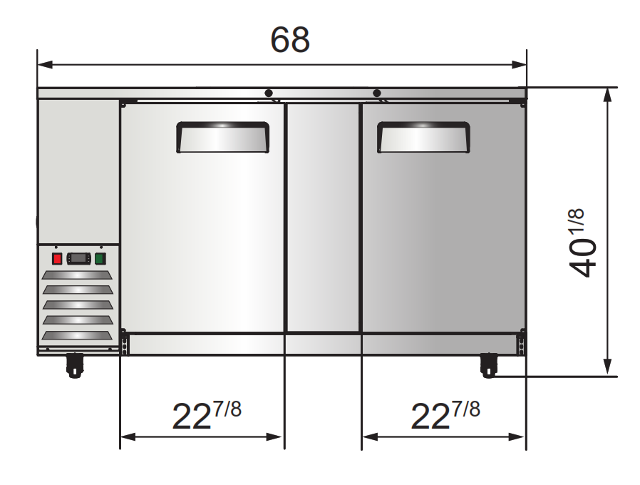 Atosa SBB69GRAUS1 68" 2 Door Shallow Depth Back Bar Cooler, 18.6 Cu. Ft., Stainless Steel Exterior